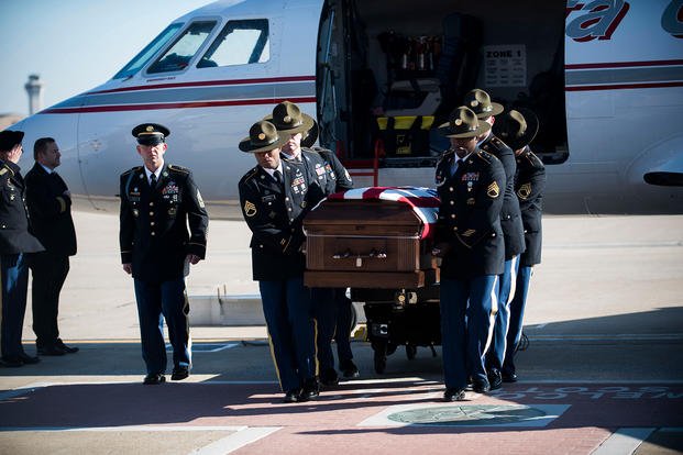 Dignified transfer ceremony at Scott Air Force Base, Illinois