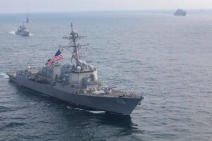 The Arleigh Burke class guided-missile destroyer USS Thomas Hudner