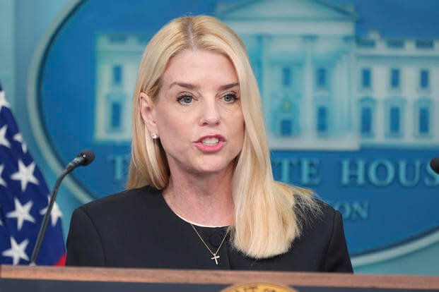Attorney General Pam Bondi speaks to the media