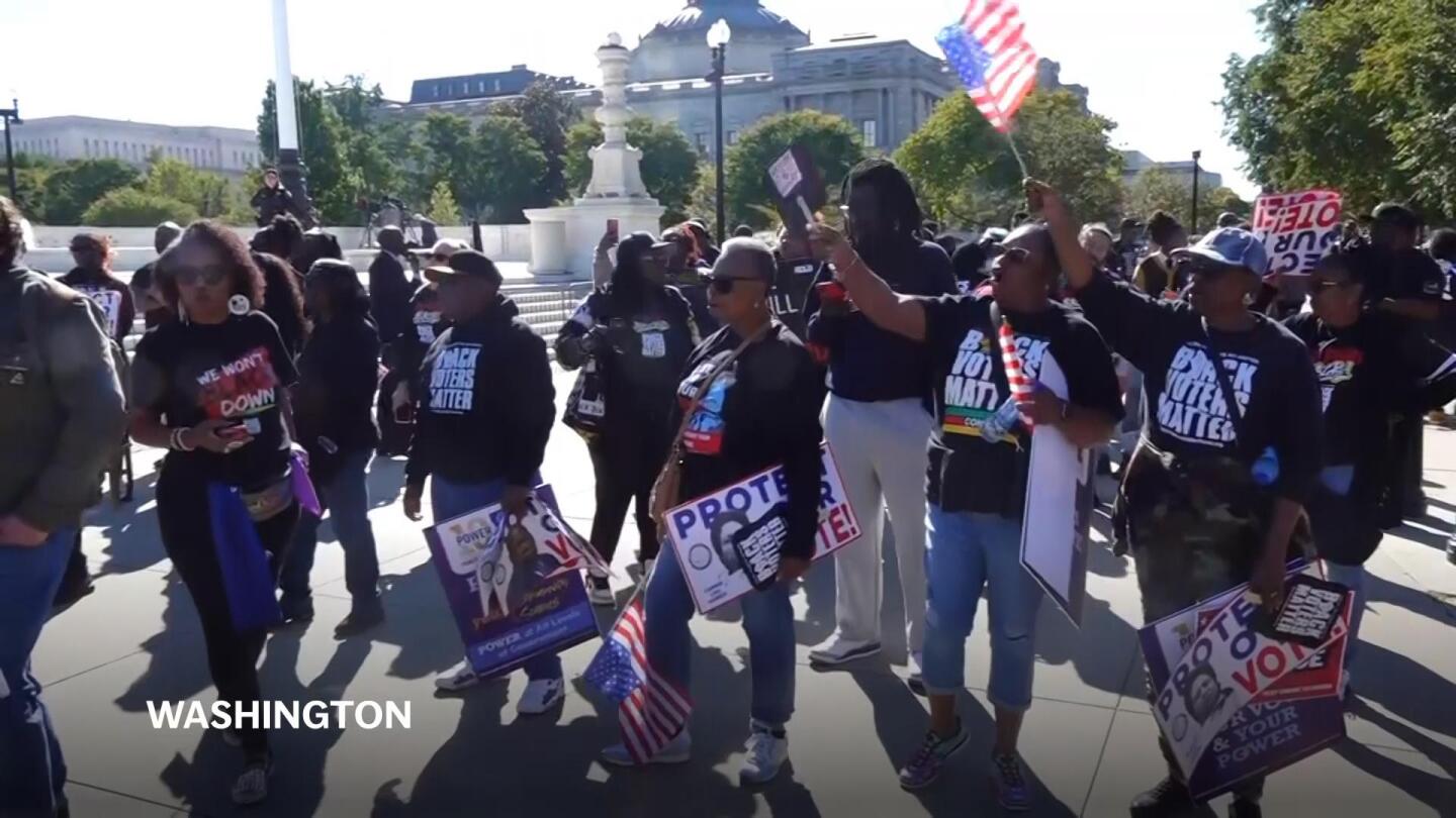 Rally outside Supreme Court as justices debate centerpiece legislation of the Civil Rights Movement