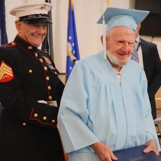 World War II Veteran Celebrates 99th Birthday with High School Diploma