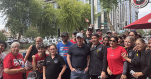 Sen. Kelly joins ASU workers picketing for higher wages from food service provider Aramark