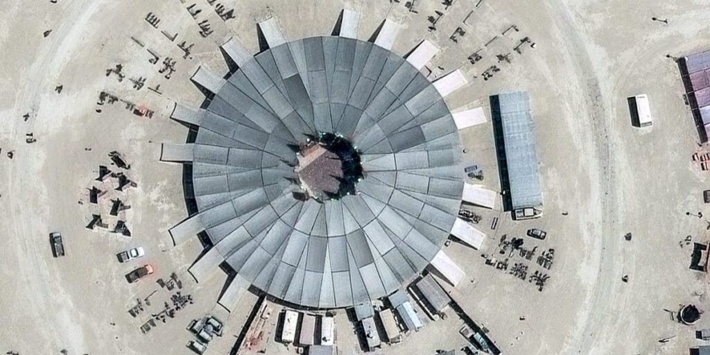 Satellite Images Show Burning Man's Black Rock City Taking Shape